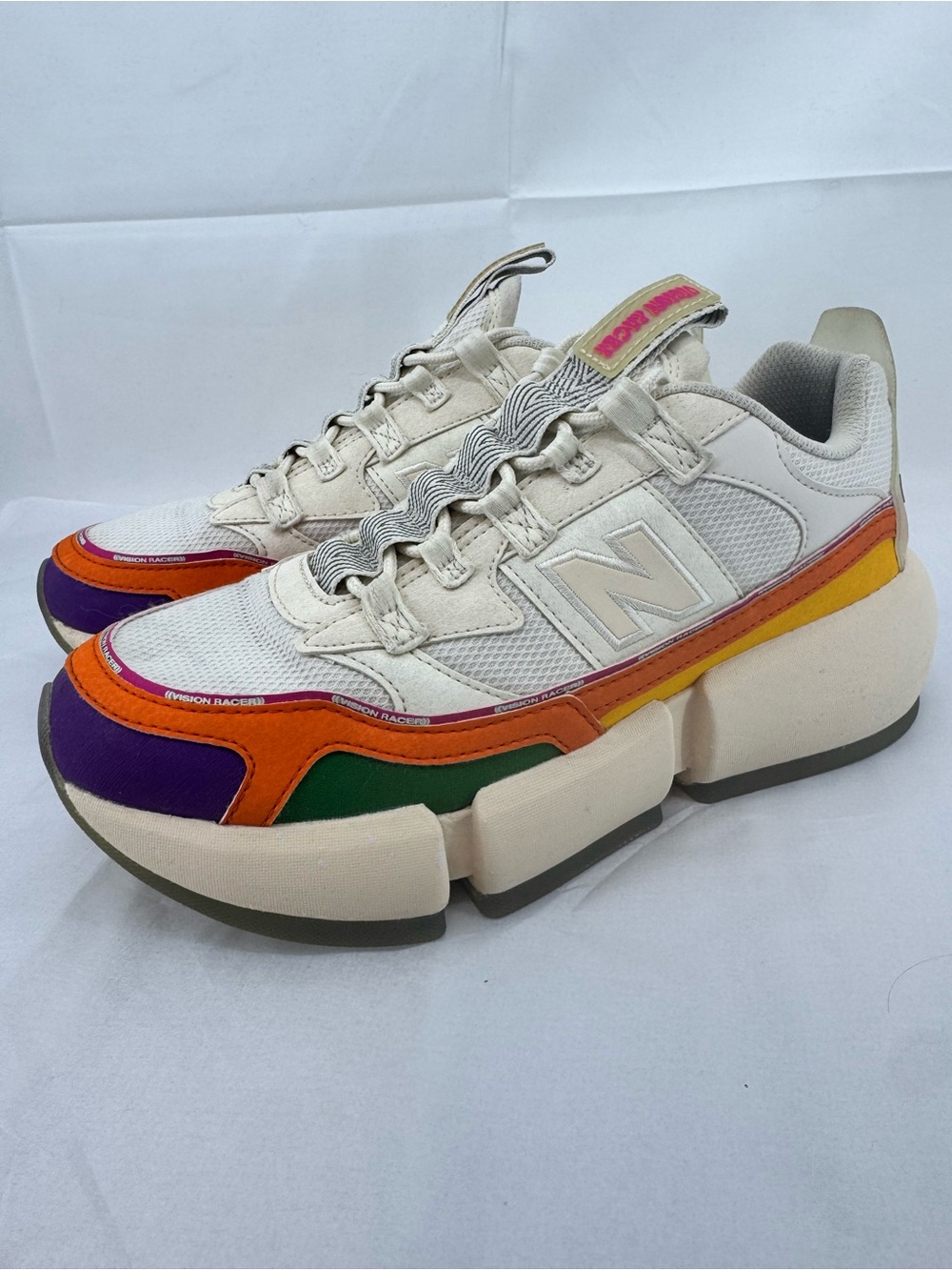 New Balance x Jaden Smith Vision Racer Hippie- Cream Rainbow Sneakers, sz 9